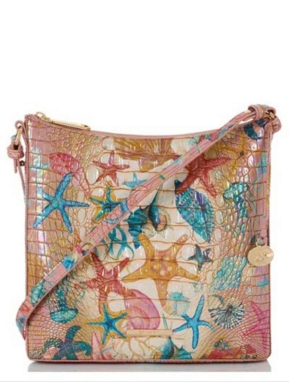 Brahmin Katie Starlight Melbourne Croc Embossed Leather Crossbody Bag
